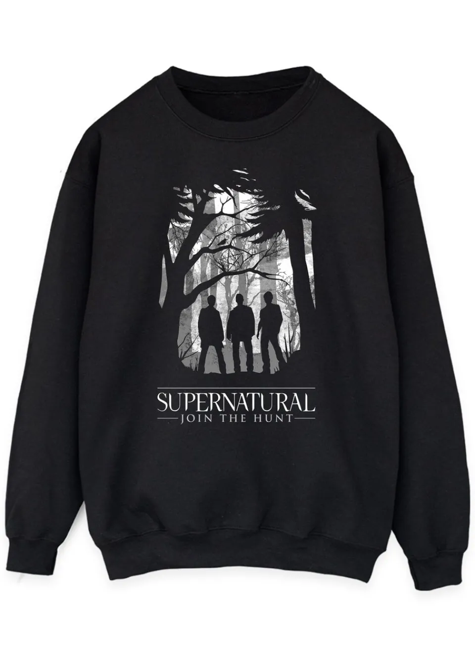 Loungewear>Supernatural Black Poster Art Printed Sweatshirt