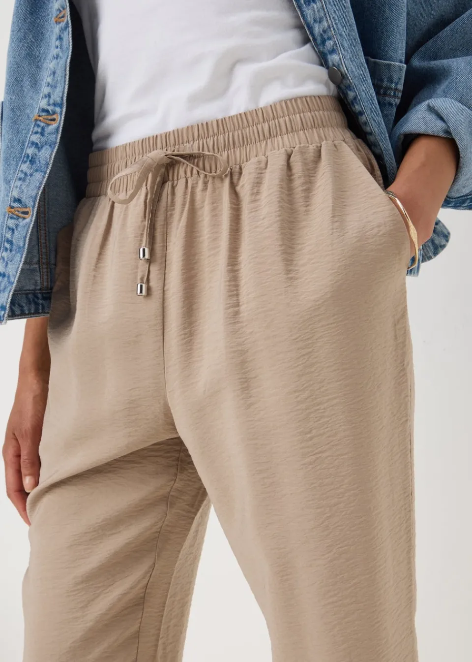 Trousers>Papaya Taupe Tapered Trousers