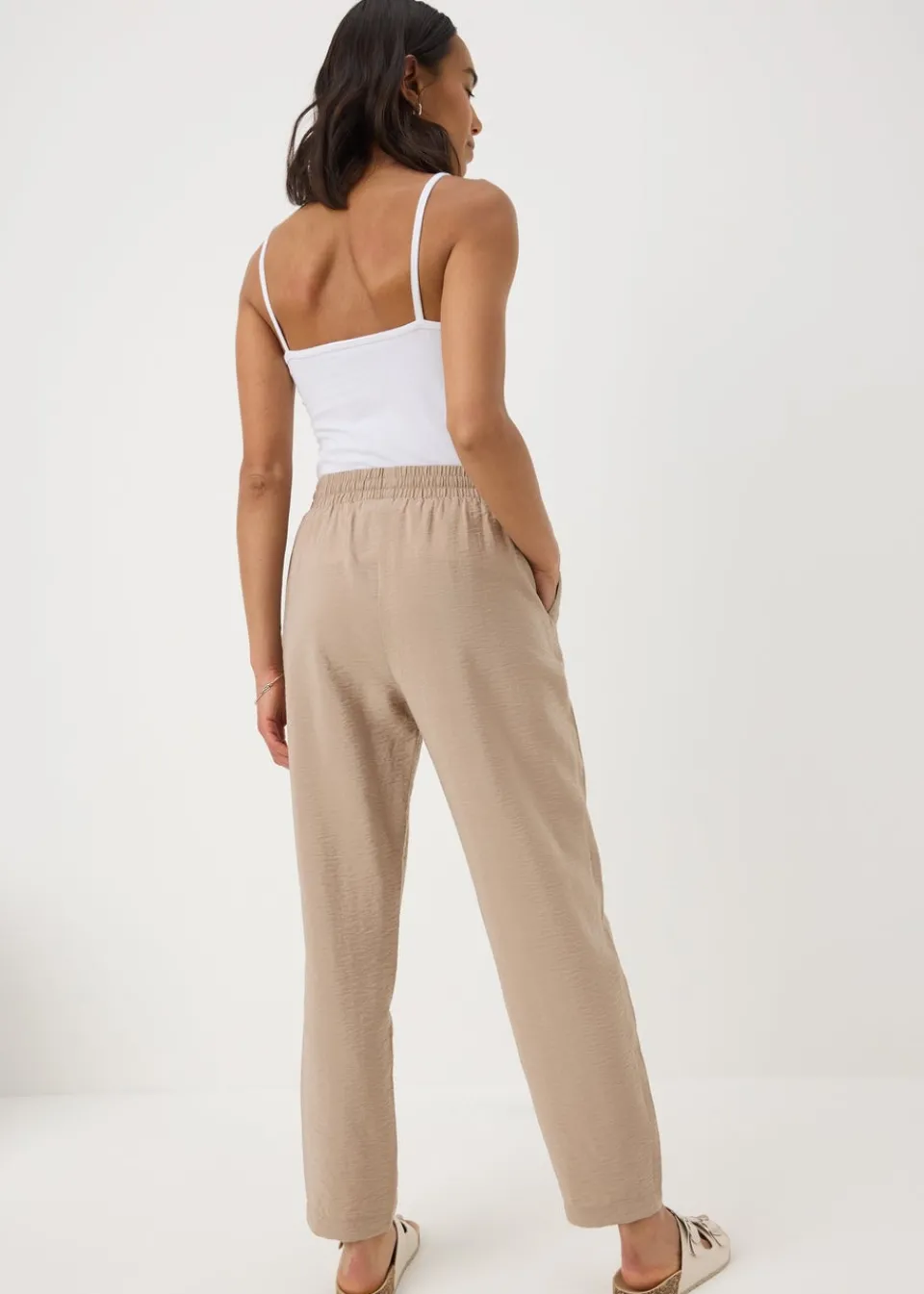 Trousers>Papaya Taupe Tapered Trousers