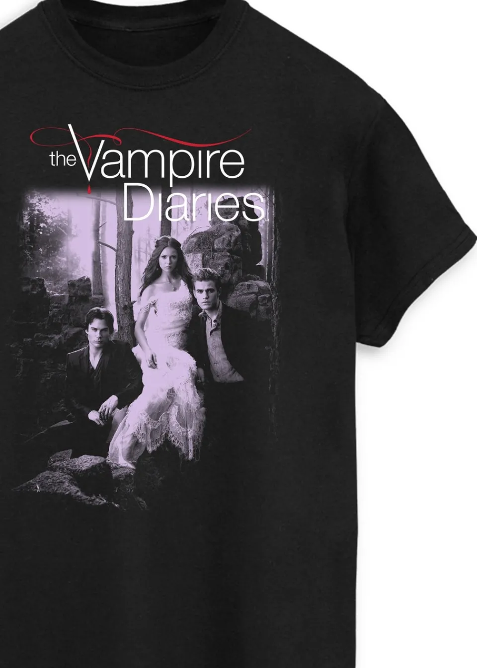 T-Shirts>The Vampire Diaries Black Boyfriend Fit Graphic T-Shirt