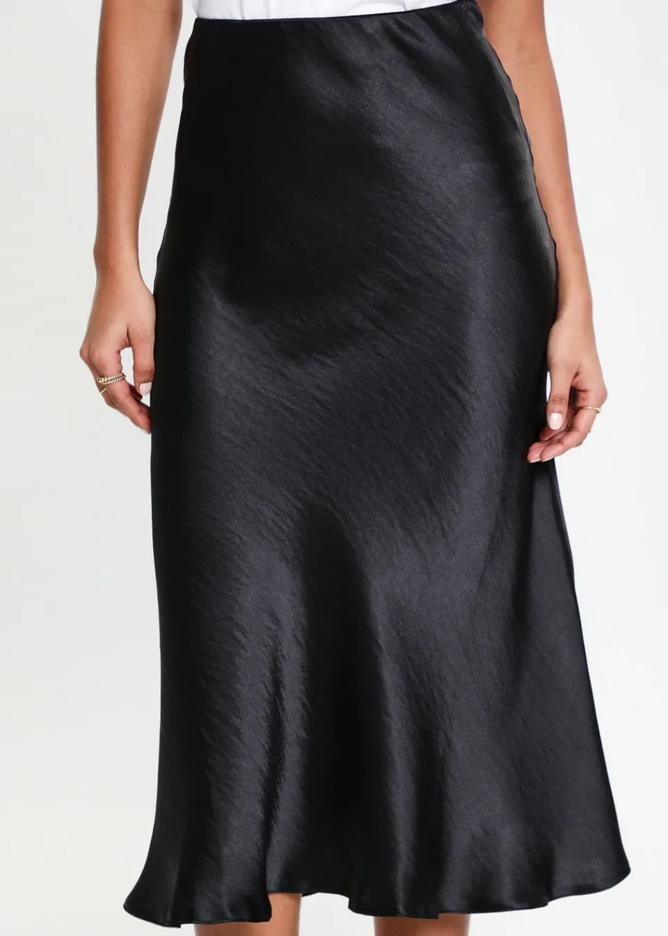 Skirts>Threadbare Black Marie Satin Midi Skirt