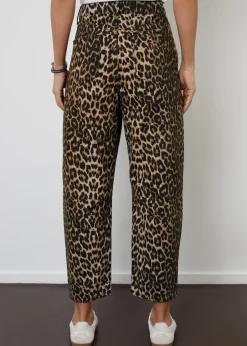 Jeans & Jeggings>Threadbare Brown Leopard Print Barrel Leg Denim Jeans