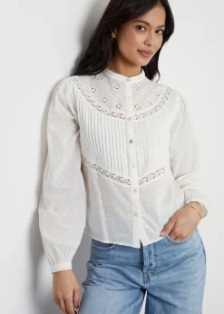 Tops>Threadbare Cream Lace Detail Boho Blouse