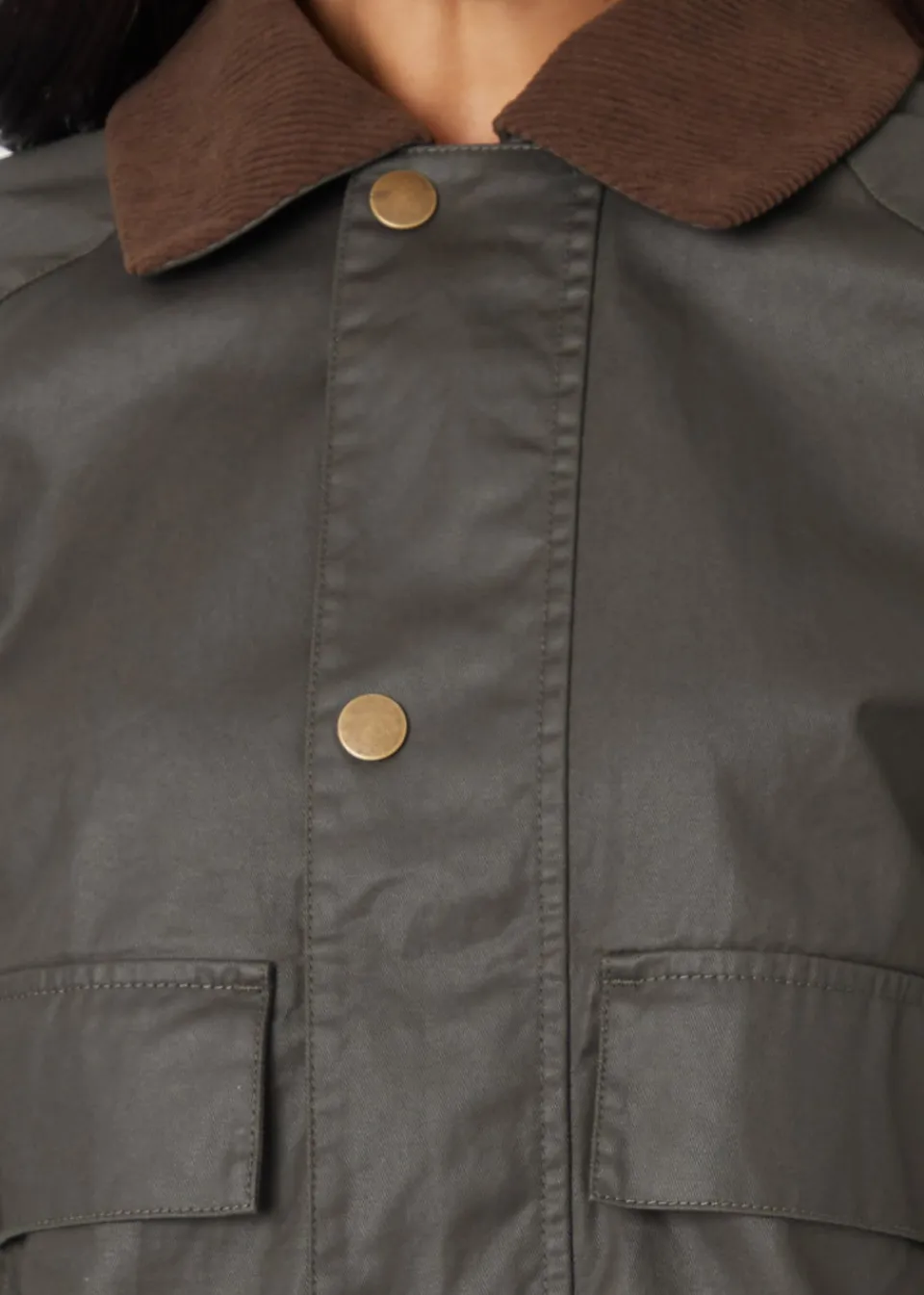 Coats & Jackets>Threadbare Khaki Waxed Jacket with Concealed Hood