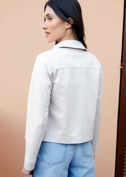 Coats & Jackets>Threadbare Natural Cropped Button Up Suedette Shacket