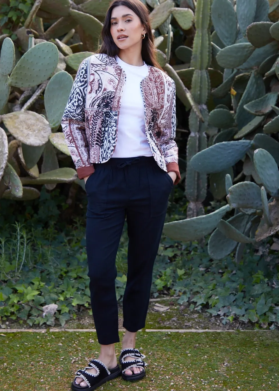 Coats & Jackets>Threadbare Terracotta Embroidered Quilted Jacket