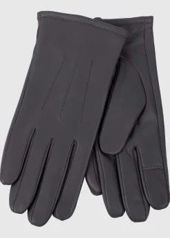 Accessories>Totes Isotoner Grey Three Point Leather Glove