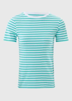 T-Shirts>Papaya Turquoise Stripe Fitted T-Shirt