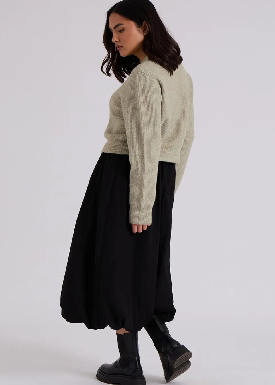 Skirts>Urban Bliss Black Bubble Hem Midi Skirt
