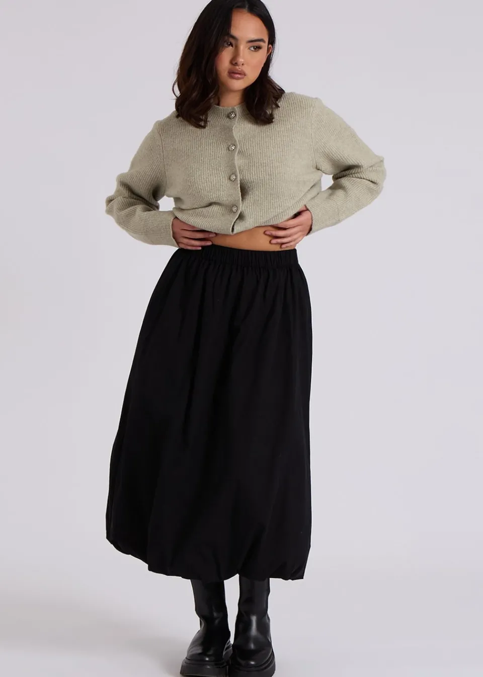 Skirts>Urban Bliss Black Bubble Hem Midi Skirt