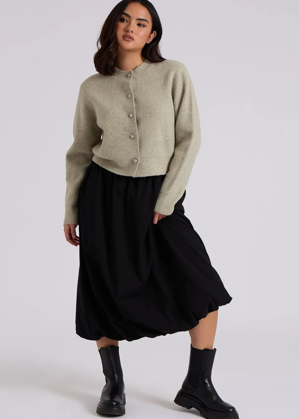 Skirts>Urban Bliss Black Bubble Hem Midi Skirt