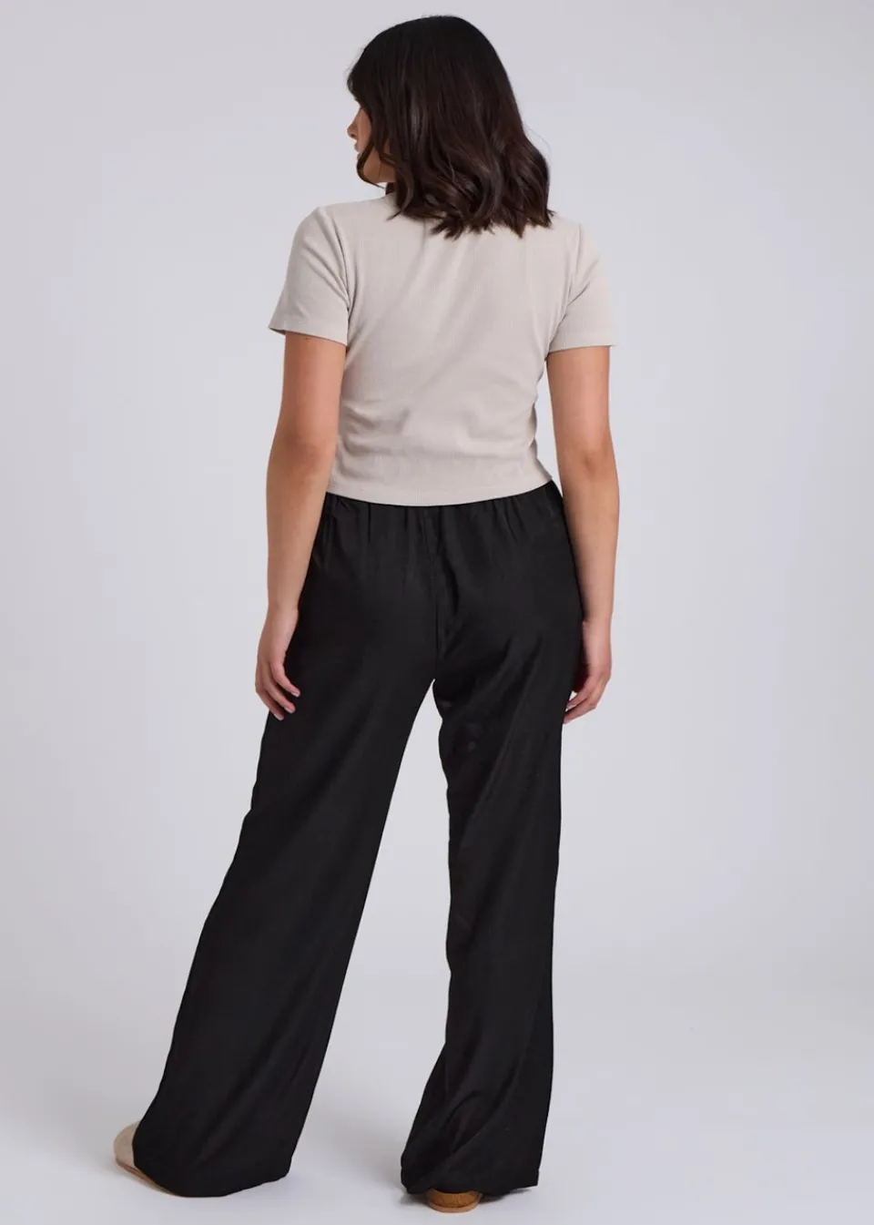 Trousers>Urban Bliss Drawstring Wide Leg Trouser Black