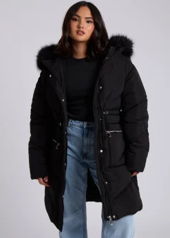 Coats & Jackets>Urban Bliss Black Faux Fur Padded Parka