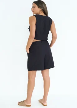 Shorts>Urban Bliss Linen Blend Short Black