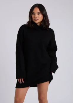 Knitwear>Urban Bliss Black Mini Roll Neck Dress