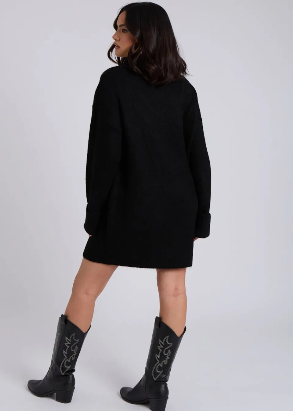 Knitwear>Urban Bliss Black Mini Roll Neck Dress