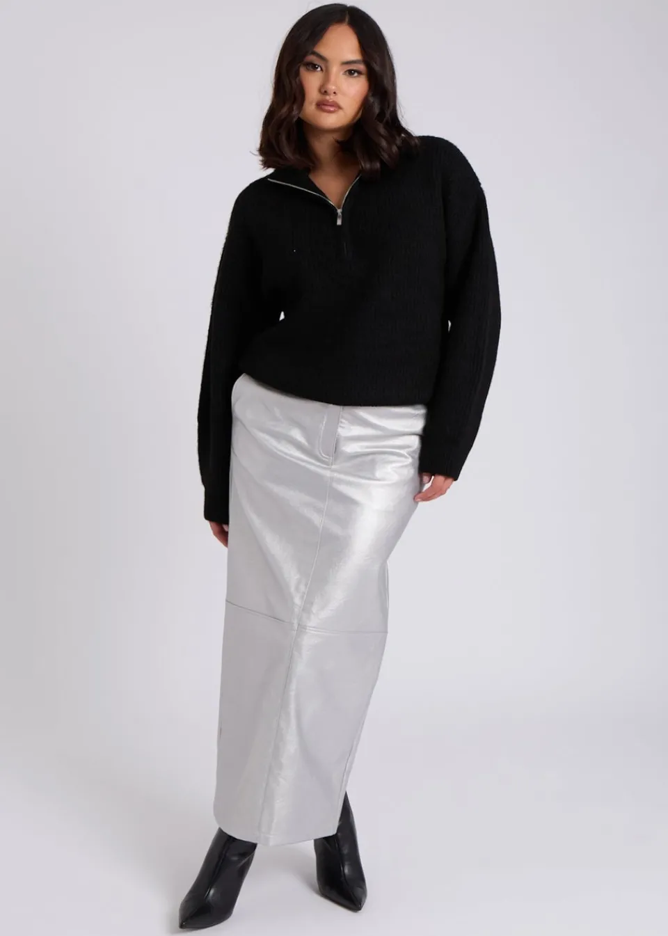 Tops>Urban Bliss Ribbed Half Zip Jumper Black