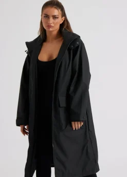 Coats & Jackets>Urban Bliss Black Rubberised Raincoat