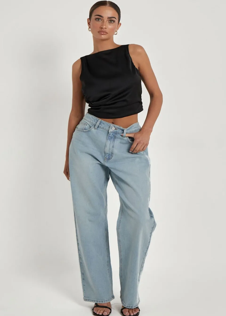 Tops>Urban Bliss Satin Tie Back Top Black