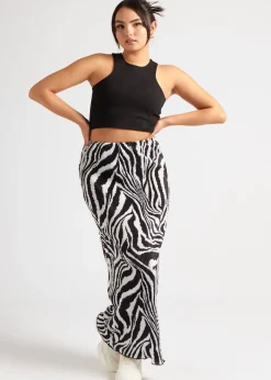 Skirts>Urban Bliss Black Zebra Plisse Maxi Skirt