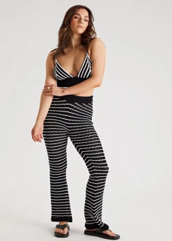 Trousers>Urban Bliss Black/White Pointelle Trouser Co-ord