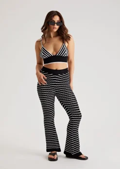 Trousers>Urban Bliss Black/White Pointelle Trouser Co-ord
