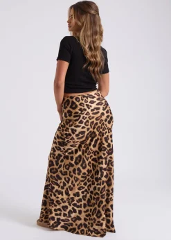 Skirts>Urban Bliss Brown Leopard Bias Cut Maxi Skirt