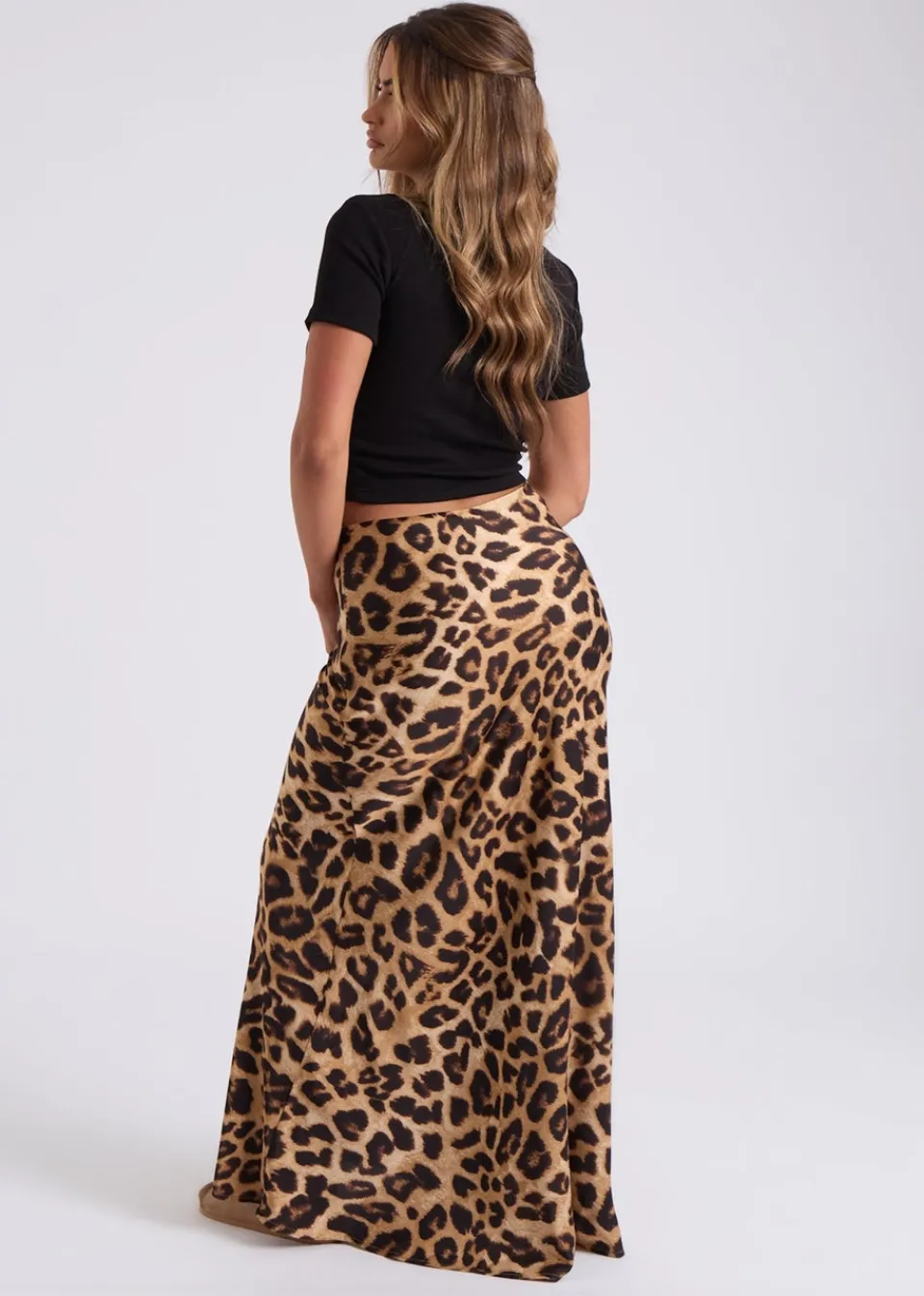 Skirts>Urban Bliss Brown Leopard Bias Cut Maxi Skirt