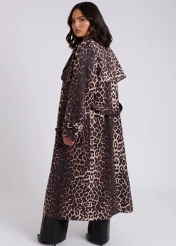 Coats & Jackets>Urban Bliss Brown Leopard Print Trench