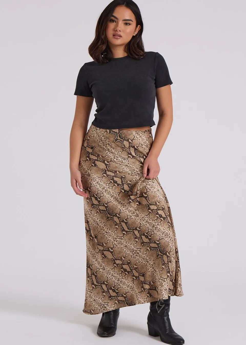 Skirts>Urban Bliss Brown Snake Bias Cut Skirt