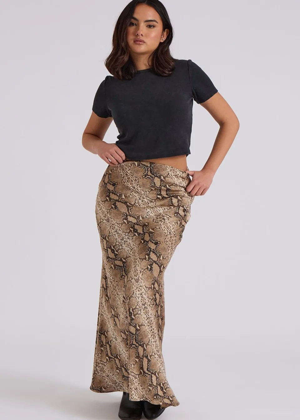 Skirts>Urban Bliss Brown Snake Bias Cut Skirt