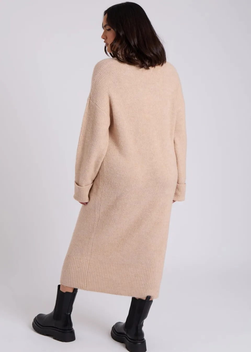 Knitwear>Urban Bliss Camel Midi Roll Neck Dress