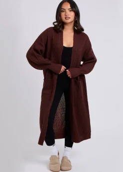 Tops>Urban Bliss Chocolate Chunky Longline Cardigan