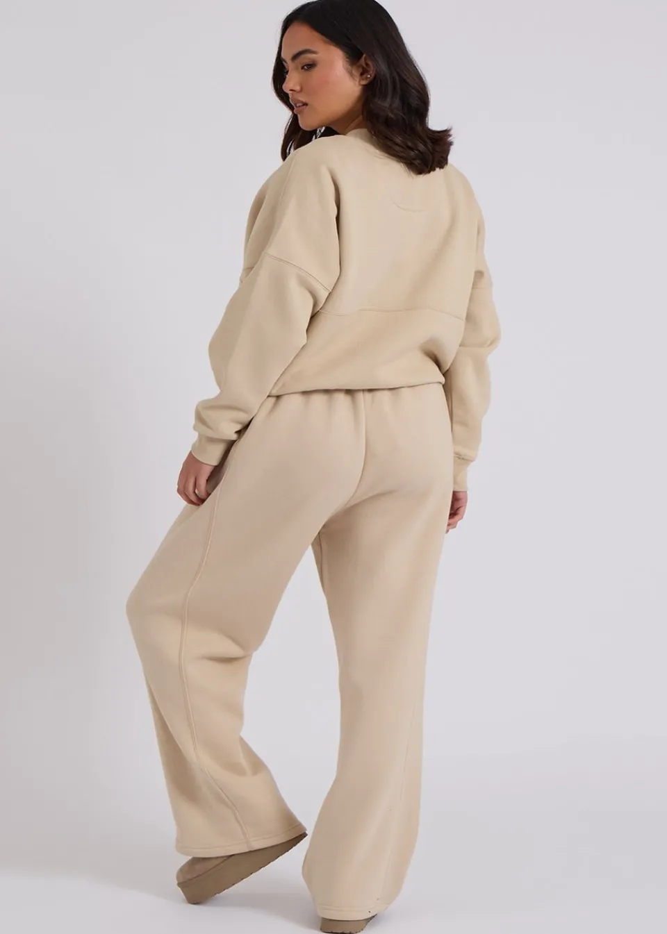 Tops>Urban Bliss Cream Bomber & Wide Leg Jogger Set