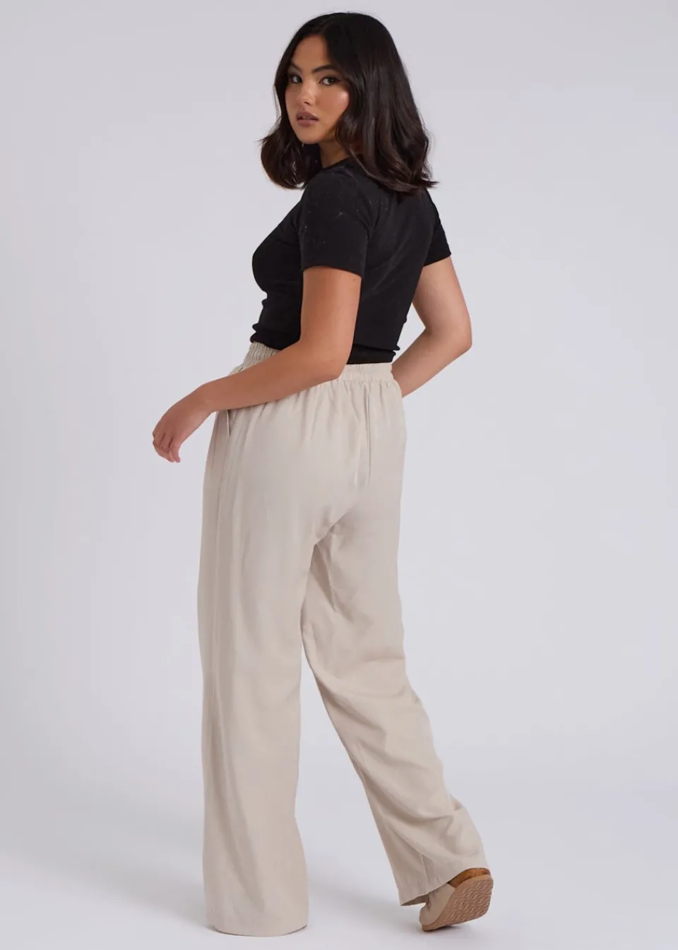 Trousers>Urban Bliss Drawstring Wide Leg Trouser Cream