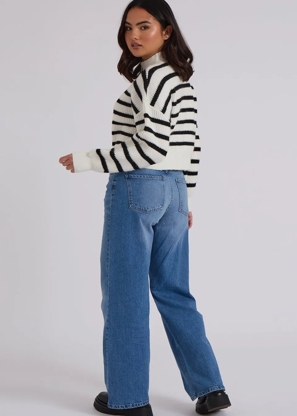 Tops>Urban Bliss Cream Stripe Zip Through Cardigan