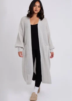 Tops>Urban Bliss Grey Chunky Longline Cardigan
