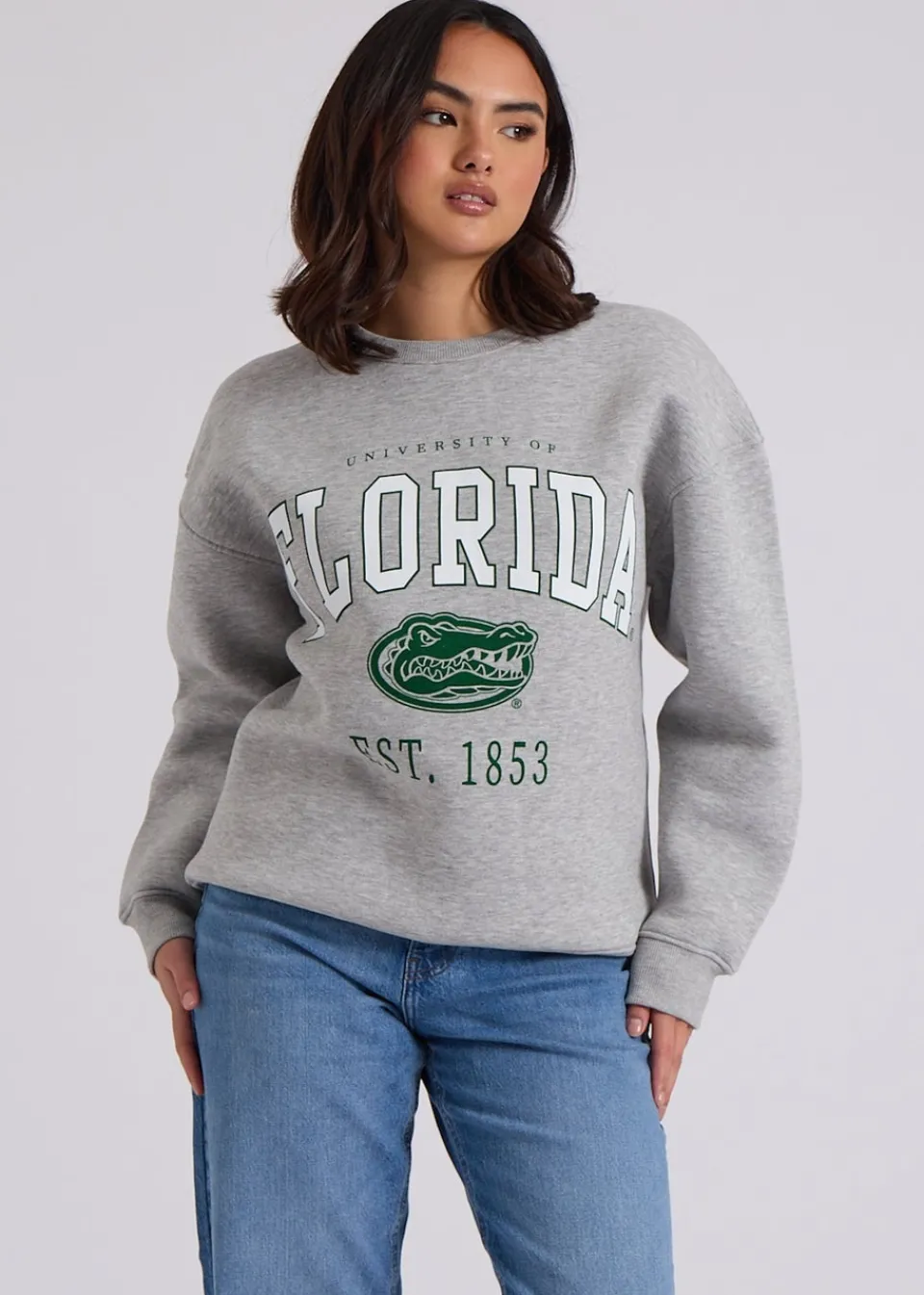 Tops>Urban Bliss Grey Florida Oversized Sweatshirt