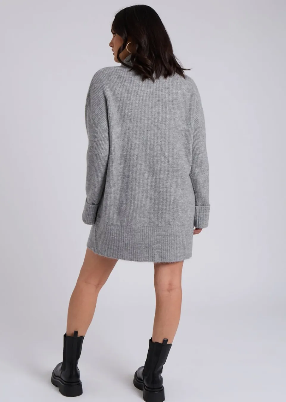 Knitwear>Urban Bliss Grey Mini Roll Neck Dress