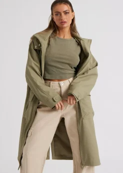 Coats & Jackets>Urban Bliss Khaki Rubberised Raincoat