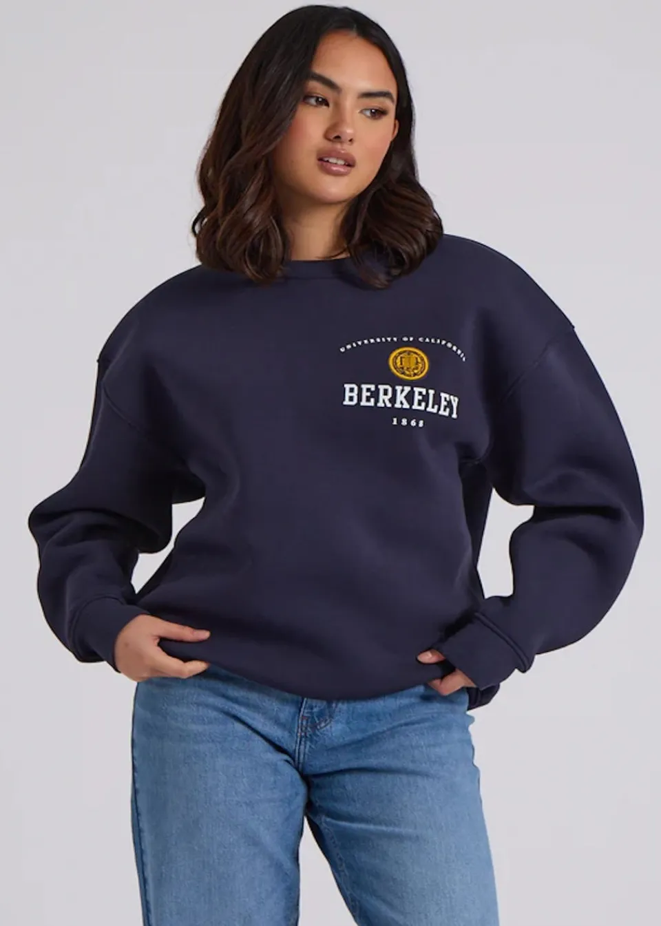 Tops>Urban Bliss Navy Berkeley Oversized Sweatshirt