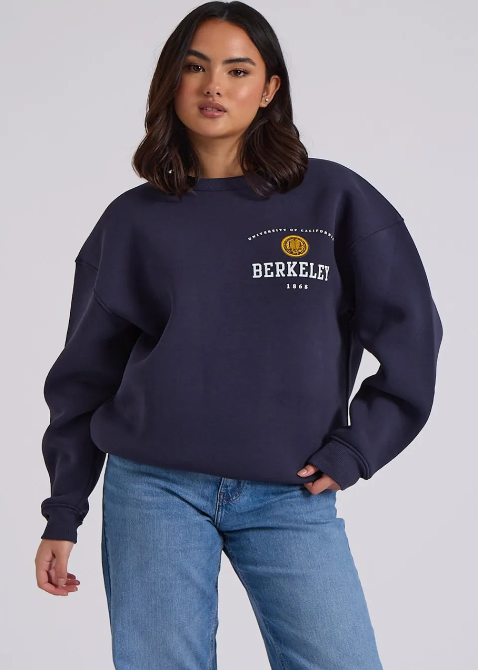 Tops>Urban Bliss Navy Berkeley Oversized Sweatshirt