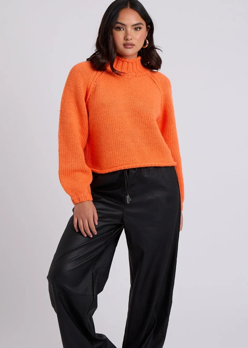 Tops>Urban Bliss Exposed Seam Jumper Orange