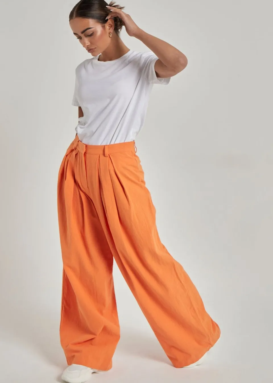 Trousers>Urban Bliss Orange Linen Trouser