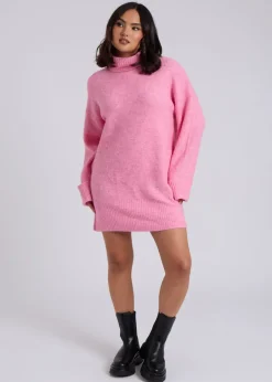Knitwear>Urban Bliss Pink Mini Roll Neck Dress