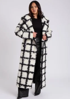 Coats & Jackets>Urban Bliss White/Black Check Borg Crombie