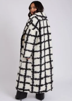 Coats & Jackets>Urban Bliss White/Black Check Borg Crombie