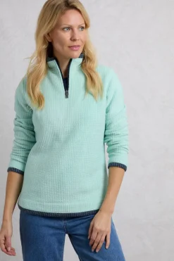Coats & Jackets>Weird Fish Aqua Beye 1/4 Zip Grid Fleece