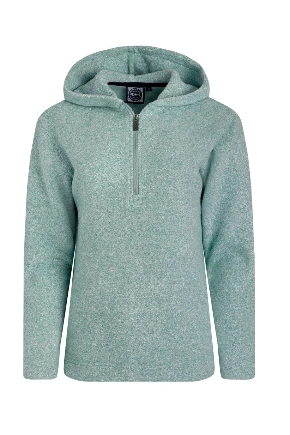 Tops>Weird Fish Blue Alisa 1/4 Zip Snow Marl Fleece Hoodie