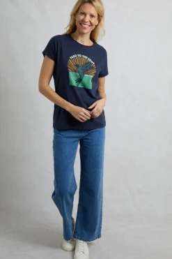 T-Shirts>Weird Fish Blue Fly Free Slub Graphic T-Shirt